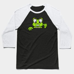 Frog Cartoon With Evil Face Expression Baseball T-Shirt